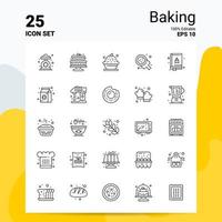 25 bakning ikon uppsättning 100 redigerbar eps 10 filer företag logotyp begrepp idéer linje ikon design vektor