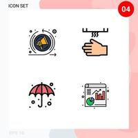 4 kreative Symbole, moderne Zeichen und Symbole der Vermarktung von Regenschirmbadtrocknern, nass editierbaren Vektordesign-Elementen vektor