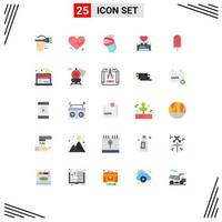 Stock Vector Icon Pack mit 25 Zeilenzeichen und Symbolen für Zimmerpaar-Sicherheitsliebhaberbett editierbare Vektordesign-Elemente
