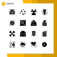 uppsättning av 16 modern ui ikoner symboler tecken för Kolla på klocka stjärnor hud vård grädde redigerbar vektor design element