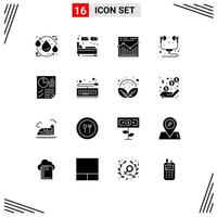 Stock Vector Icon Pack mit 16 Zeilenzeichen und Symbolen für Headset-Hardware Schlaf Computer Website editierbare Vektordesign-Elemente