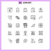 Linienpaket mit 25 universellen Symbolen der Ideenpaketuhr und nah bearbeitbarer Vektordesignelemente vektor