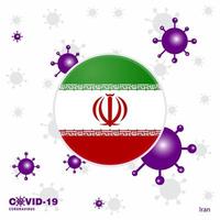 bete für den iran covid19 coronavirus typografie flagge bleib zu hause bleib gesund achte auf deine eigene gesundheit vektor