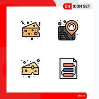 Aktienvektor-Icon-Pack mit 4 Zeilenzeichen und Symbolen für Kuchen, Essen, Essen, Stift, Dokument, editierbare Vektordesign-Elemente vektor