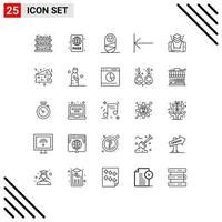 25 universelle Linienschilder Symbole für bearbeitbare Vektordesign-Elemente für Kuchenzellen-Sommermobilheime vektor