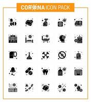 25 solide Glyphen-Set von Corona-Virus-Epidemie-Symbolen wie Krankenwagen-Virus-Reinigungsbakterien-Virus virales Coronavirus 2019nov-Krankheitsvektor-Designelemente vektor