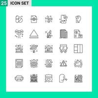 grupp av 25 rader tecken och symboler för känslor smartphone skära telefon kommunikation redigerbar vektor design element