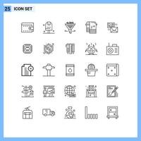 25 universelle Linien für Web- und mobile Anwendungen Konversationswischfilter Handtuch Bad editierbare Vektordesign-Elemente vektor