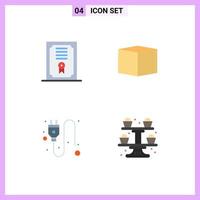 flaches Icon-Set für die mobile Schnittstelle mit 4 Piktogrammen von bearbeitbaren Vektordesign-Elementen für Zertifikatbackbox elektrischer Cupcake vektor