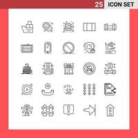 Aktienvektor-Icon-Pack mit 25 Zeilenzeichen und Symbolen für Werkzeuge maximieren das Pizza-Layout Santa editierbare Vektordesign-Elemente vektor