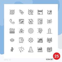 uppsättning av 25 modern ui ikoner symboler tecken för tillväxt programvara olja meter netto redigerbar vektor design element