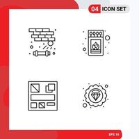 4-Benutzeroberflächen-Linienpaket mit modernen Zeichen und Symbolen des Brick-Mockup-Spiels passen zu erstklassigen editierbaren Vektordesign-Elementen vektor