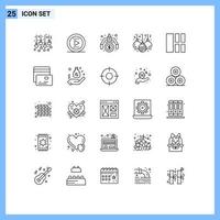 Stock Vector Icon Pack mit 25 Zeilenzeichen und Symbolen für die Kartenschnittstelle Geld Bilddekoration editierbare Vektordesign-Elemente