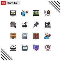 Stock Vector Icon Pack mit 16 Zeilen Zeichen und Symbolen für Telefonkontakt minus Kommunikation Shopping editierbare kreative Vektordesign-Elemente