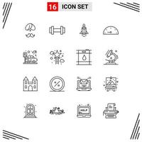 Stock Vector Icon Pack mit 16 Linienzeichen und Symbolen für Performance-Dash-Sport fördern den Start editierbarer Vektordesign-Elemente