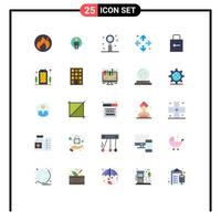 Packung mit 25 modernen, flachen Farbzeichen und Symbolen für Web-Printmedien wie z vektor