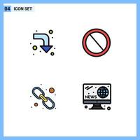 Stock Vector Icon Pack mit 4 Zeilenzeichen und Symbolen für Pfeile Link Bin Trash Web Link editierbare Vektordesign-Elemente