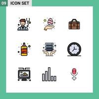 9 kreativ ikoner modern tecken och symboler av delad internet värd Utrustning utskrift Färg redigerbar vektor design element