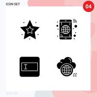 grupp av 4 modern fast glyfer uppsättning för favorit text fält app telefon datoranvändning redigerbar vektor design element