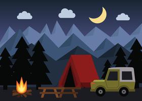natt tid camping vektor
