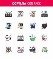 Corona-Virus-Krankheit 16 flache, farbig gefüllte Linien-Icon-Pack saugen als Survice-Online-Husten-Tastatur-Hals virales Coronavirus 2019nov-Krankheitsvektor-Designelemente vektor