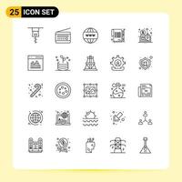 universell ikon symboler grupp av 25 modern rader av distribuerad huvudbok bok kryptovaluta uppkopplad avtal papper redigerbar vektor design element