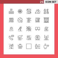 satz von 25 modernen ui-symbolen symbolzeichen für sauberere fahrzeugdiät transportfahrrad editierbare vektordesignelemente vektor