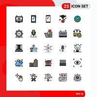 Aktienvektor-Icon-Paket mit 25 Zeilenzeichen und Symbolen für persönliche HR-iPhone-Mitarbeiter, die editierbare Vektordesign-Elemente drucken vektor
