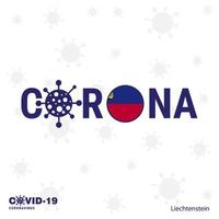 liechtenstein coronavirus typografi covid19 Land baner stanna kvar Hem stanna kvar friska ta vård av din egen hälsa vektor