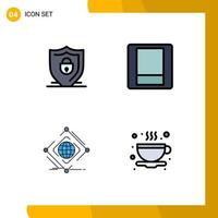 piktogram uppsättning av 4 enkel fylld linje platt färger av internet internet säkerhet toggle webb redigerbar vektor design element