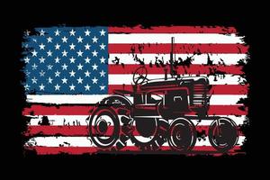 patriotisches traktordesign der amerikanischen flagge vektor