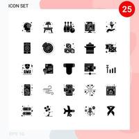Aktienvektor-Icon-Pack mit 25 Zeilenzeichen und Symbolen für Geldmonitor-Bowling-Kpi-Spiel editierbare Vektordesign-Elemente vektor