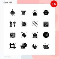 Gruppe von 16 modernen soliden Glyphen, die für traurige Emotionskredit-Emoji-Picknick-editierbare Vektordesign-Elemente gesetzt werden vektor