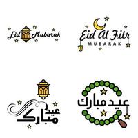 glücklich eid mubarak selamat hari raya idul fitri eid alfitr vektorpackung mit 4 illustration am besten für grußkarten poster und banner vektor