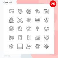 stock vektor ikon packa av 25 linje tecken och symboler för moln grekland filma zodiaken astrologi redigerbar vektor design element