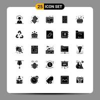 Stock Vector Icon Pack mit 25 Zeilen Zeichen und Symbolen für China Schrank Computerschrank sicher editierbare Vektordesign-Elemente