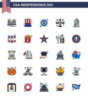 25 kreativ USA ikoner modern oberoende tecken och 4:e juli symboler av lag domstol presidenter bricka firande redigerbar USA dag vektor design element