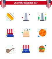 9 USA platt tecken oberoende dag firande symboler av boll affär dag paket väska redigerbar USA dag vektor design element