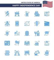 25 blaue Schilder für USA-Unabhängigkeitstag-Ammern amerikanische Flaschengeld-Dollar editierbare USA-Tag-Vektordesign-Elemente vektor