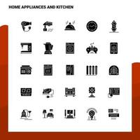 25 Haushaltsgeräte und Küchensymbole setzen solide Glyphen-Symbolvektor-Illustrationsvorlage für Web- und mobile Ideen für Unternehmen vektor