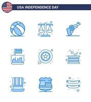 9 USA blå tecken oberoende dag firande symboler av män fest pistol oberoende festival redigerbar USA dag vektor design element