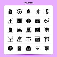 Solide 25 Halloween-Icon-Set Vektor-Glyphen-Stil-Design Schwarze Icons Set Web- und Mobile-Business-Ideen-Design-Vektor-Illustration vektor