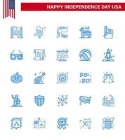 Packung mit 25 kreativen USA-Unabhängigkeitstag-bezogenen Blues von politischen Esel-Eiscreme vereinter Sport editierbare USA-Tag-Vektordesign-Elemente vektor