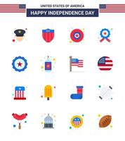 uppsättning av 16 USA dag ikoner amerikan symboler oberoende dag tecken för USA dryck militär glas stjärna redigerbar USA dag vektor design element