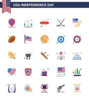 uppsättning av 25 USA dag ikoner amerikan symboler oberoende dag tecken för flagga sport Washington is sport varm jag redigerbar USA dag vektor design element