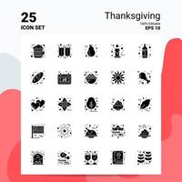 25 Thanksgiving-Icon-Set 100 bearbeitbare eps 10-Dateien Business-Logo-Konzept-Ideen solides Glyphen-Icon-Design vektor