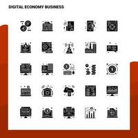 25 digital ekonomi företag ikon uppsättning fast glyf ikon vektor illustration mall för webb och mobil idéer för företag företag