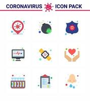 ny coronavirus 2019-nCoV 9 platt Färg ikon packa tvättning sekunder skydda händer hygien medicinsk övervaka viral coronavirus 2019 nov sjukdom vektor design element