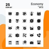 25 Economy-Icon-Set 100 bearbeitbare Eps 10-Dateien Business-Logo-Konzept-Ideen solides Glyphen-Icon-Design vektor