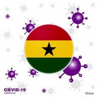 bete für ghana covid19 coronavirus typografie flagge bleib zu hause bleib gesund achte auf deine eigene gesundheit vektor